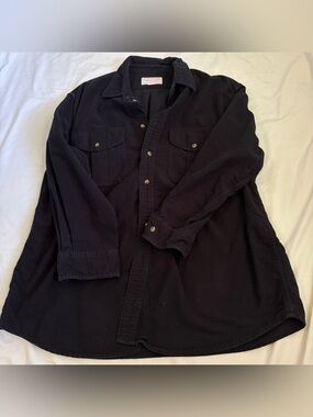 Filson Mens XXL Black Long Sleeve Button Up Work Shirt Dual Pocket